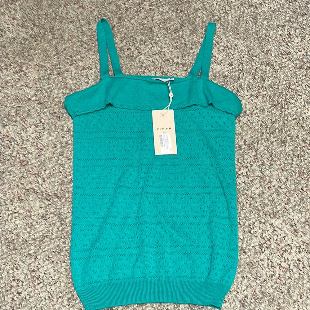 Cream “Shakira” knit Teal Sleeveless Top